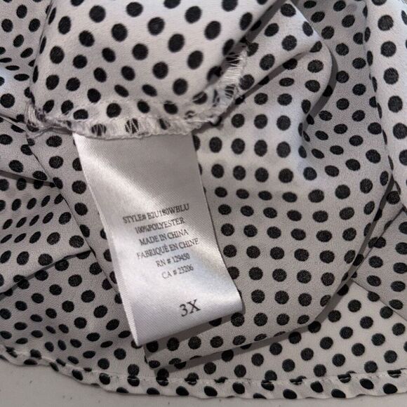 Como Blu Black and White Polka Dot Long Sleeve Chiffon Button Down Shirt Size 3X - Picture 11 of 12